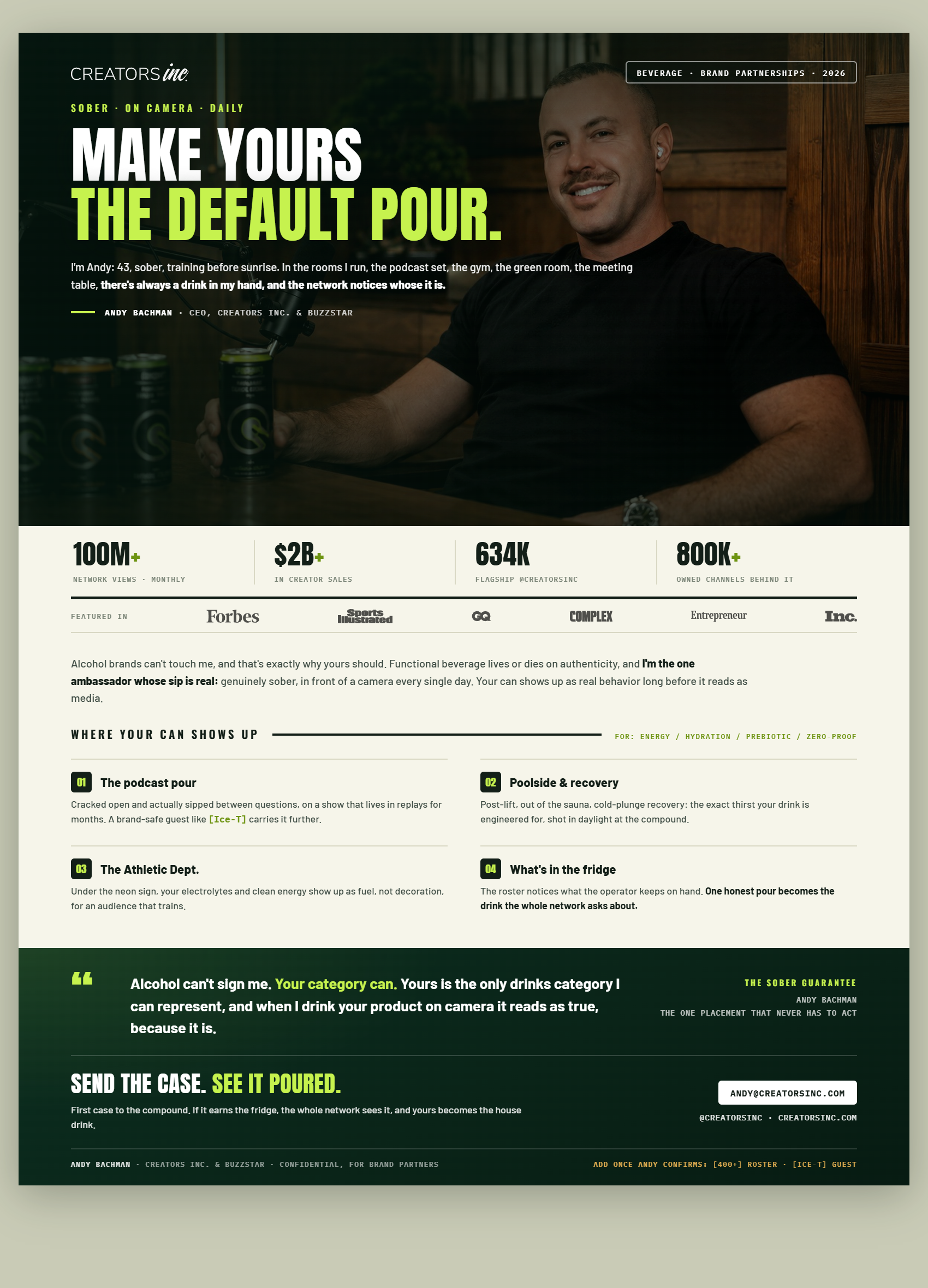 The Default Pour one-pager preview